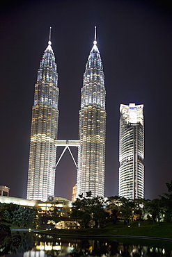 Petronas Towers at night, Kuala Lumpur, Malaysia, Southeast Asia, Asia