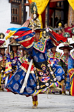 Buddhist festival (Tsechu), Trashi Chhoe Dzong, Thimphu, Bhutan, Asia