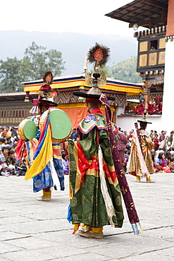 Buddhist festival (Tsechu), Trashi Chhoe Dzong, Thimphu, Bhutan, Asia