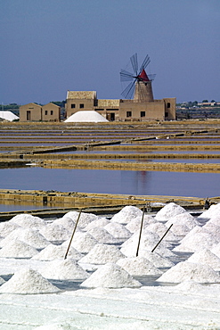 Salt pans, Saline, Sicily, Italy, Europe