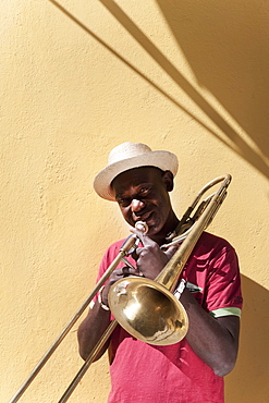 Trombone player, Havana, Cuba, West Indies, Central America