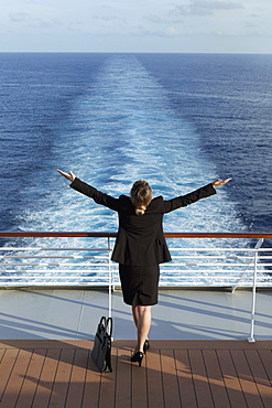 Business woman on a cruise ship, Nassau, Bahamas, West Indies, Caribbean, Central America