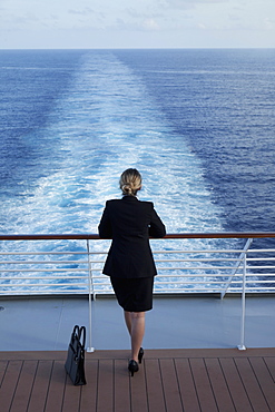 Business woman on a cruise ship, Nassau, Bahamas, West Indies, Caribbean, Central America