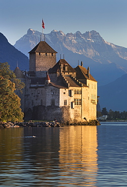 The Castle of Chillon, on Lake Geneva, Montreux, Canton Vaud, Switzerland, Europe