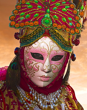 Mask in San Marco Square during Venice Carnival, Venice, UNESCO World Heritage Site, Veneto, Italy, Europe