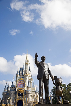 Statue of Walt Disney and Micky Mouse at Disney World, Orlando, Florida, United States of America, North America