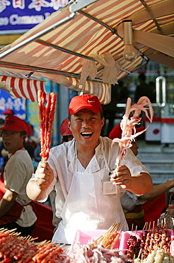 Chinese food, Wangfujing Snack Road, Wangfujing Dajie shopping district, Beijing, China, Asia