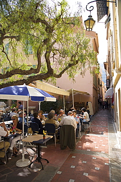 Cafe in the old town, Monaco, Cote d'Azur, Europe