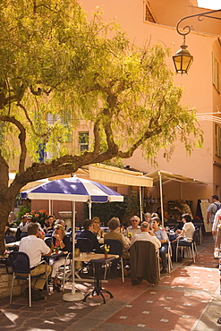 Cafe in the old town, Monaco, Cote d'Azur, Europe