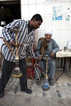 Smoking sheesha in Aswan, Egypt, North Africa, Africa