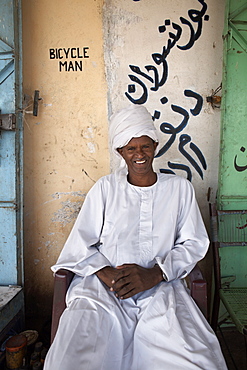 Local Sudanese man relaxing in the town of Karima, Sudan, Africa