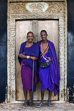 Maasai tribesmen on the island of Lamu, Kenya, East Africa, Africa