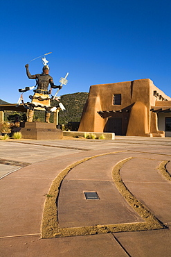 Apache Mountain Spirit Dancer sculpture by Craig Dan Goseyun and Anthropology Laboratory, New Mexico Museum, Museum Hill, City of Santa Fe, New Mexico, United States of America, North America