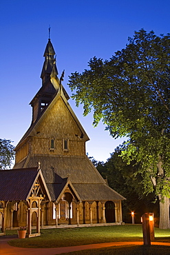 Hopperstad Stave Church at the Hjemkomst Center, Moorhead City, Minnesota, United States of America, North America