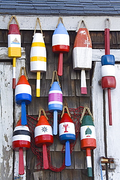 Fishing buoys in Rockport, Cape Ann, Greater Boston Area, Massachusetts, New England, United States of America, North America