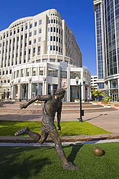 Soccer Monument in City Hall Plaza, Orlando, Florida, United States of America, North America