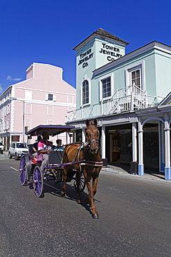 Stores on Bay Street, Nassau, New Providence Island, Bahamas, West Indies, Central America