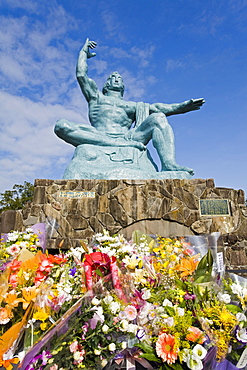 Peace Statue by Seibo Kitamura in the Peace Park, Nagasaki, Kyushu Region, Japan, Asia