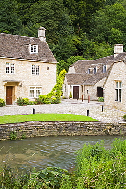 Houses near the Brook, Castle Combe village, Cotswolds, Wiltshire, England, United Kingdom, Europe