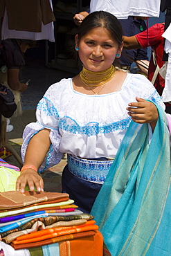 Craft market in Montecristi colonial town, Greater Manta area, Ecuador, South America 