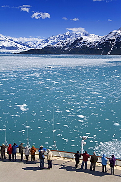 Cruise ship near Hubbard Glacier, Yakutat Bay, Gulf of Alaska, Southeast Alaska, United States of America, North America