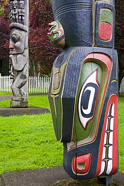 Totem Pole Park, Royal British Columbia Museum, Victoria, Vancouver Island, British Columbia, Canada, North America