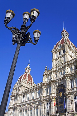 Palacio Municipal (Town Hall) on Plaza de Maria Pita, La Coruna City, Galicia, Spain, Europe