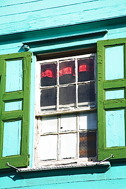 Window shutters, St. Johns, Antigua Island, Antigua and Barbuda, Leeward Islands, Lesser Antilles, West Indies, Caribbean, Central America