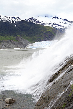 Nugget Falls at Mendenhall Glacier, Juneau, Alaska, United States of America, North America 