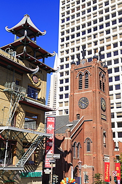 Old St. Mary's Church, Chinatown, San Francisco, California, United States of America, North America