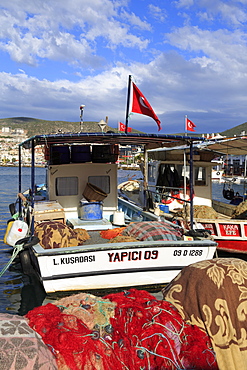 Fishing boats in Kusadasi, Aydin Province, Anatolia, Turkey, Asia Minor, Eurasia