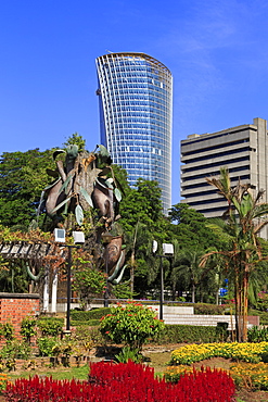 Fountain Sculpture and JKR Tower, Kuala Lumpur, Malaysia, Southeast Asia, Asia
