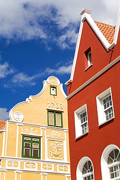 Penha Building painted yellow, Breedestraat, Punda District, Willemstad, Curacao, Netherlands Antillies, West Indies, Caribbean, Central America