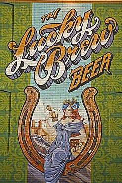 Beer mural on casino wall, Black Hawk City, Rocky Mountains, Colorado, United States of America, North America