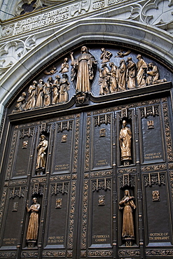 Detail of door, St. Patrick's Cathedral, Midtown Manhattan, New York City, New York, United States of America, North America