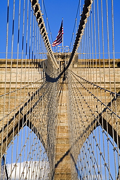 Brooklyn Bridge viewed from Lower Manhattan side, New York City, New York, United States of America, North America