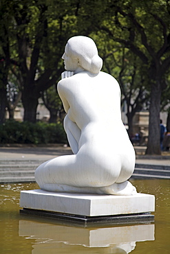 Statue in Placa de Catalunya, City of Barcelona, Catalonia, Spain, Europe