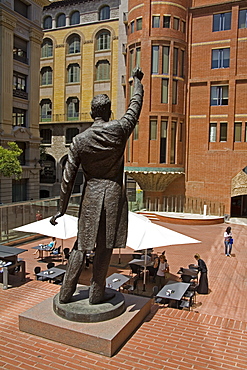 Conductor sculpture outside Palau de La Musica, City of Barcelona, Catalonia, Spain, Europe