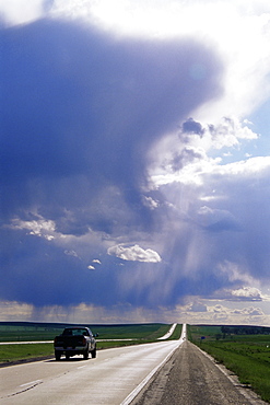 Thunderstorm on prairie, Interstate 90, South Dakota, United States of America, North America