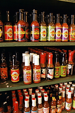 Cajun sauces, French Market, New Orleans, Louisiana, United States of America, North America