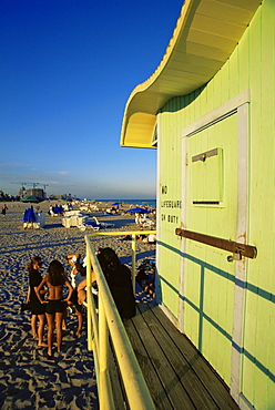 Lifeguard tower, South Beach, Miami Beach, Florida, United States of America, North America