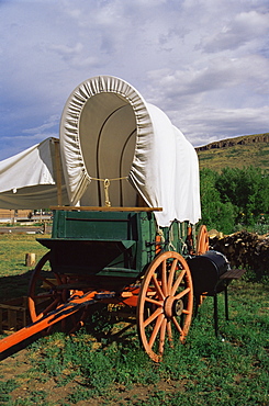 Covered wagon, Clear Creek History Park, Golden, Colorado, United States of America, North America