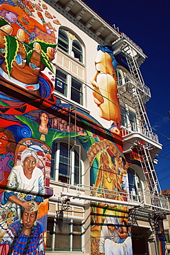 Mural on Women's Center, 18th and Lapidge Streets, Mission District, San Francisco, California, United States of America, North America