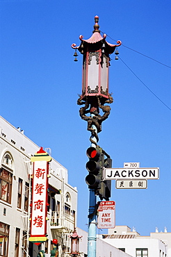 Street lamp, Chinatown, San Francisco, California, United States of America, North America