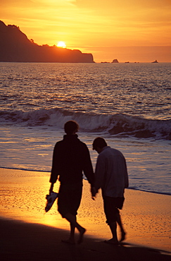 Sunset over Lands End, Baker Beach, Presidio Park, San Francisco, California, United States of America, North America