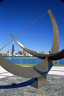 Sundial outside Adler Planetarium, Chicago, Illinois, United States of America, North America