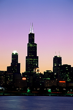 Sears Tower at sunset, Chicago, Illinois, United States of America, North America