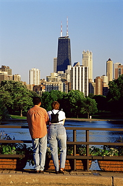 City skyline from Lincoln Park, Chicago, Illinois, United States of America, North America