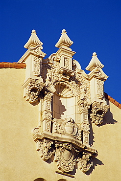 Architectural detail, Lensic Performing Arts Center, Downtown Santa Fe, New Mexico, United States of America, North America