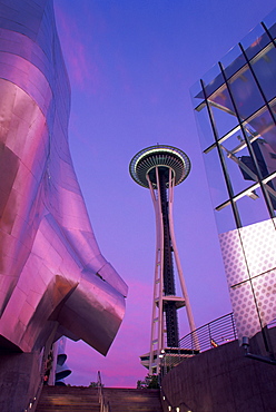 Experience Music Project and Space Needle, Seattle Center, Seattle, Washington state, United States of America, North America